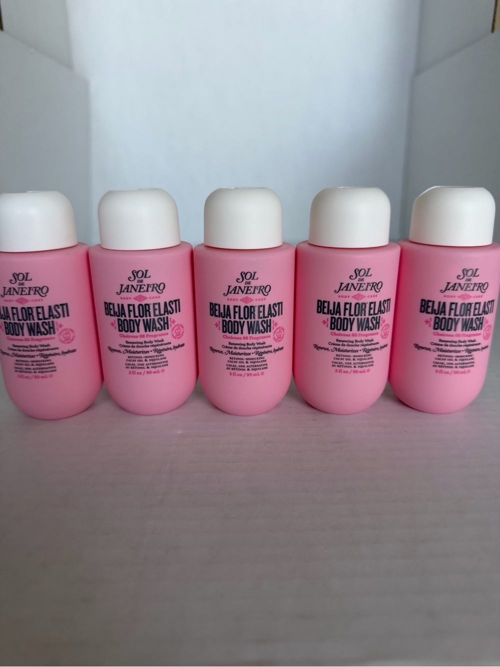 Sol de Janeiro Pink Beija Flor Elasti Body Wash Bottles (Set of 5) New